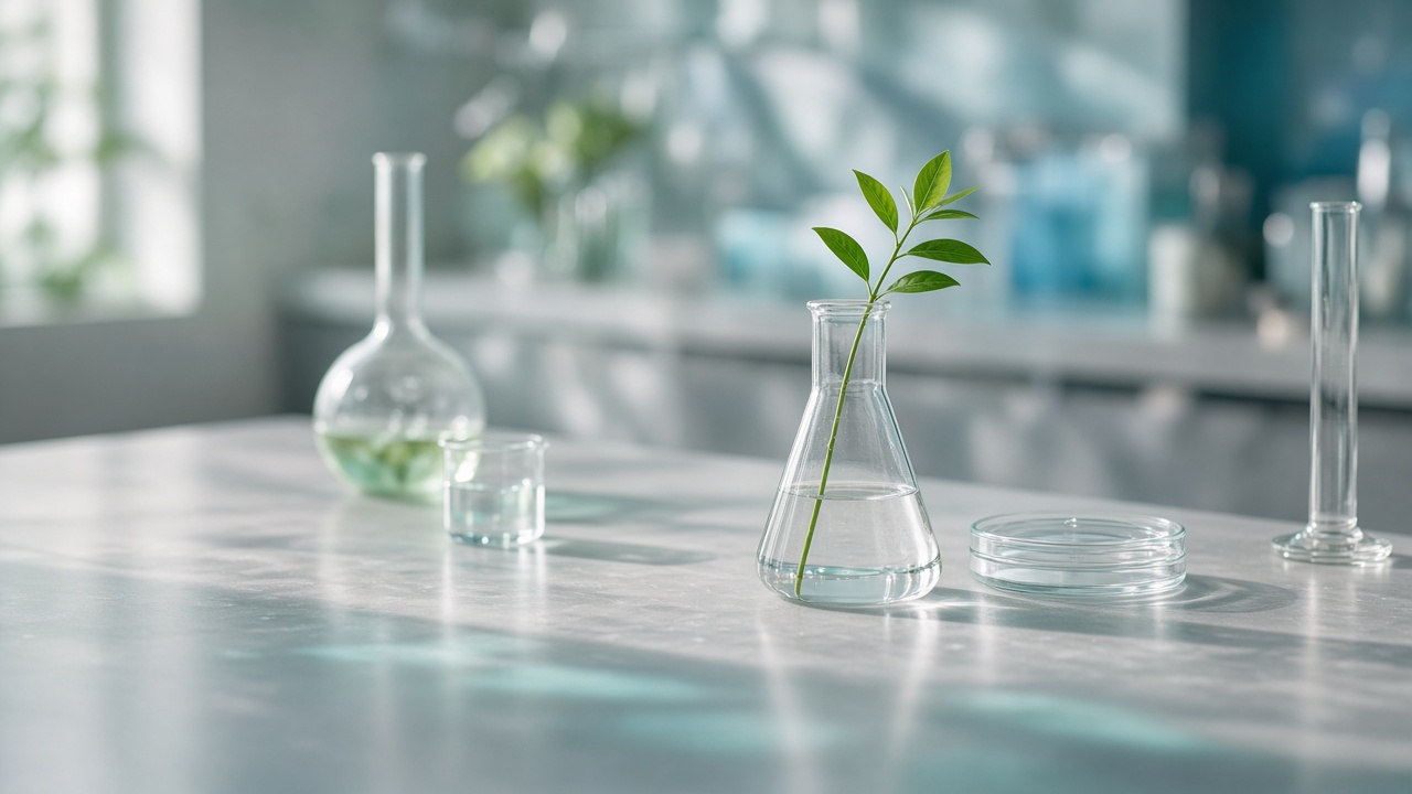 Glassware on a laboratory bench